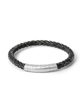 Bracciale in rodio e pelle nera | Lamborghini Store