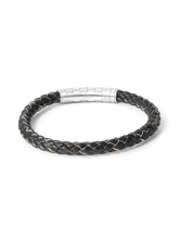 Bracciale in rodio e pelle nera | Lamborghini Store