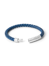 Bracciale in rodio e pelle blu | Lamborghini Store