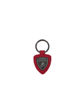 Upcycled Leather Keyring With Metal Shield Logo. | Lamborghini Store