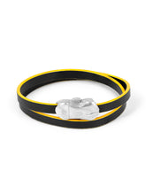 Bracciale in pelle a doppio giro con argento rodiato - Accessori | Lamborghini Store