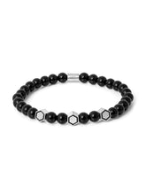 Bracciale in rodio e agata nera - Accessori | Lamborghini Store