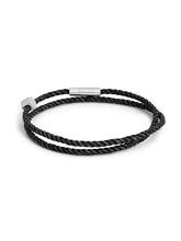Bracciale in rodio e pelle nera - Accessori | Lamborghini Store