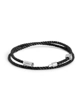 Bracciale in rodio e pelle nera | Lamborghini Store