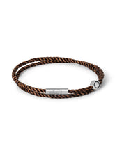 Bracciale in rodio e pelle marrone - Accessori | Lamborghini Store