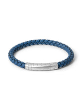 Bracciale in rodio e pelle blu - Accessori | Lamborghini Store