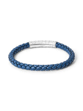 Bracciale in rodio e pelle blu - Accessori | Lamborghini Store